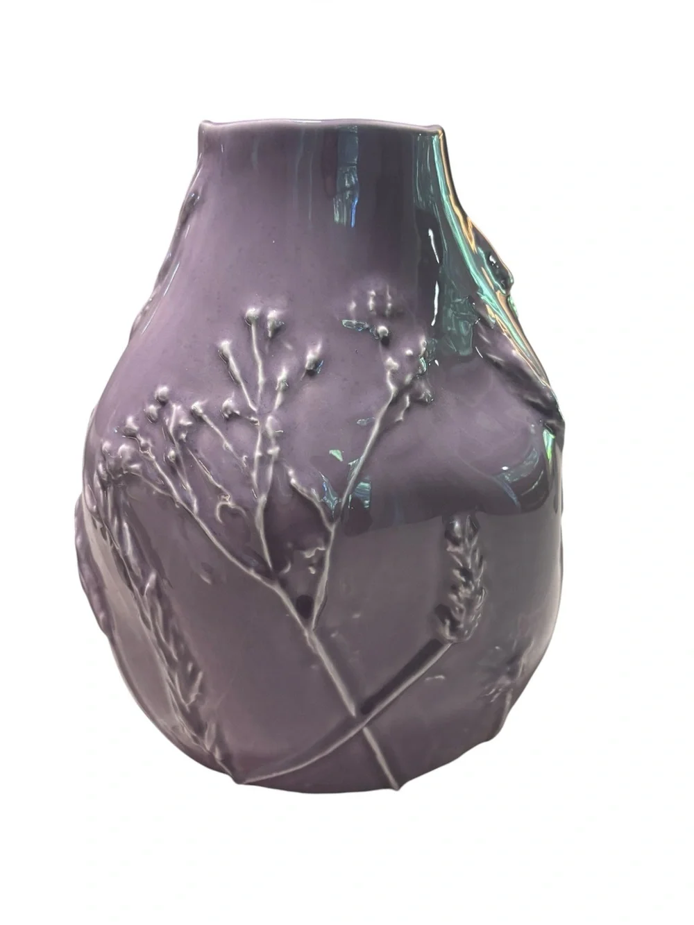 Anthropologie large rare & retired Lavender botanical Textured ceramic Vase